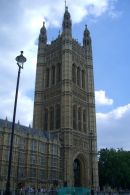 Tower above Sovereign's Entrance, Houses of Parliament, Westminster, London